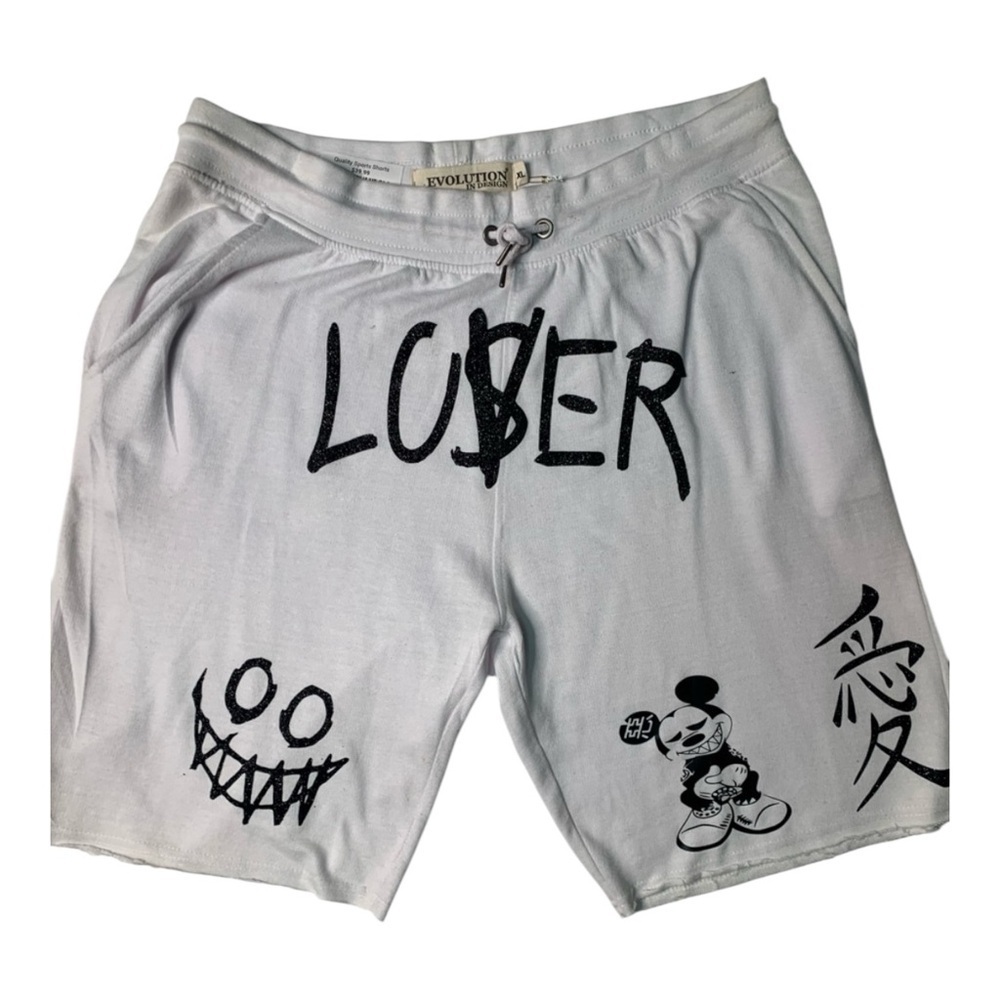 White Lover vs loser Graphic Men's Shorts Sz xl